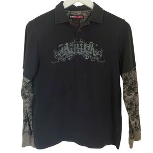 Vintage Tony Hawk Black and Gray Long Sleeve Shirt